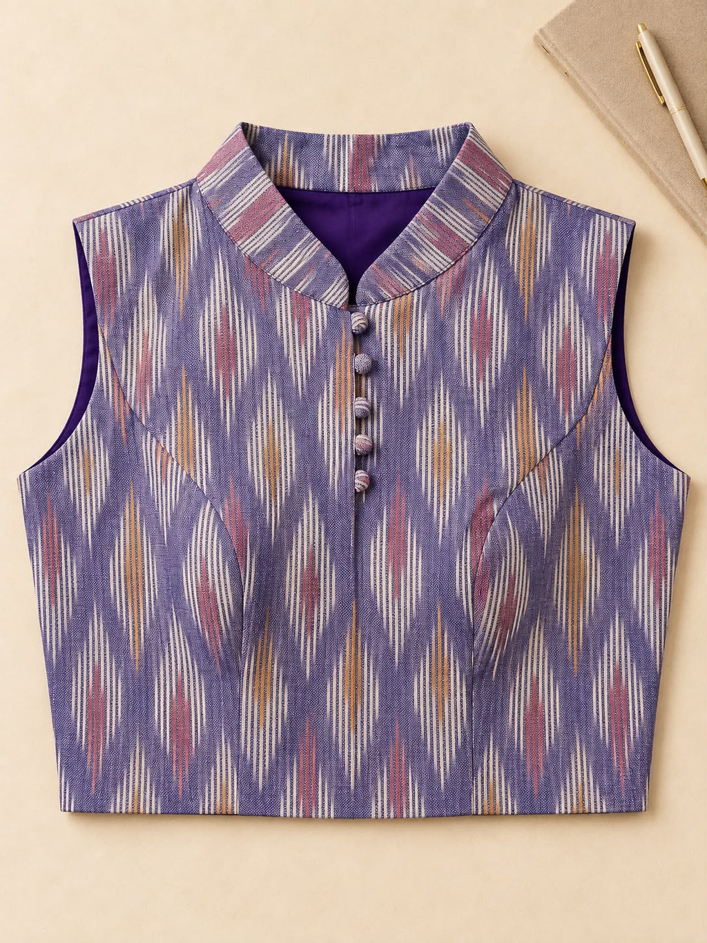 Ikat Leavender Cotton Blouse