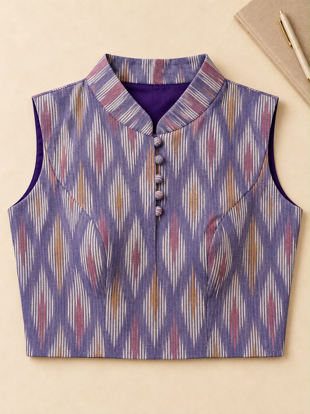 Ikat Leavender Cotton Blouse