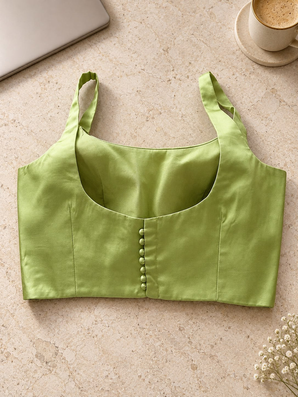 Green Plain Modal Silk Blouse