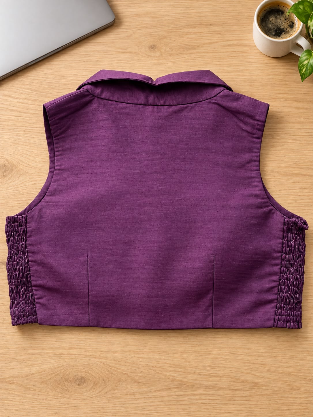 Purple collared Blouse|Flexi fit