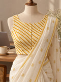 Yellow & White Lehriya Blouse-Crop Top