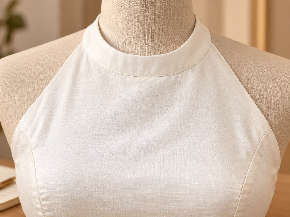 White halter neck blouse