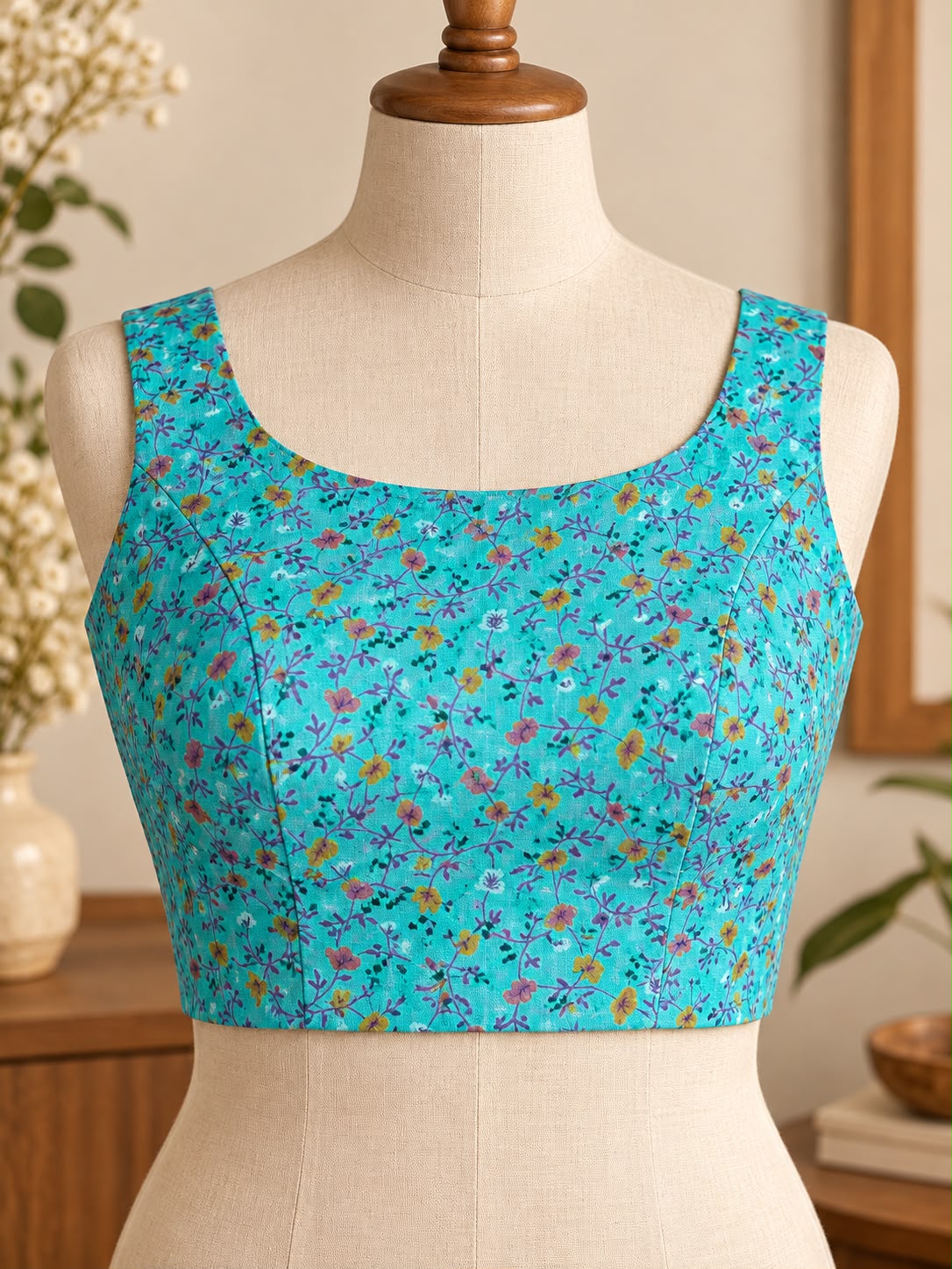 Green Printed Cotton Blouse