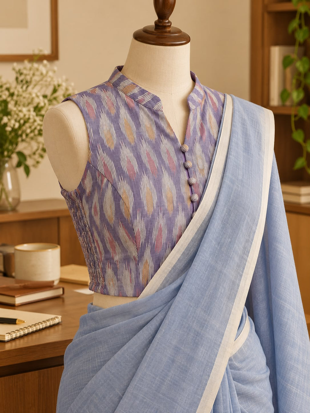 Ikat Cotton Flexi Fit Crop Top & Blouse