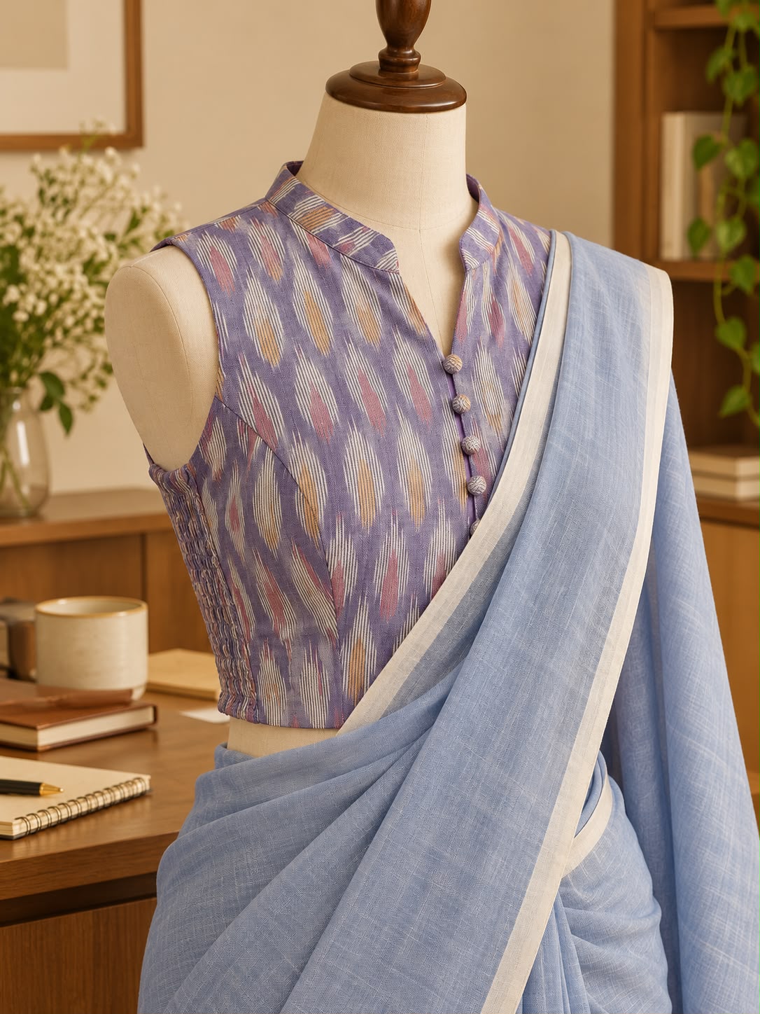 Ikat Cotton Flexi Fit Crop Top & Blouse
