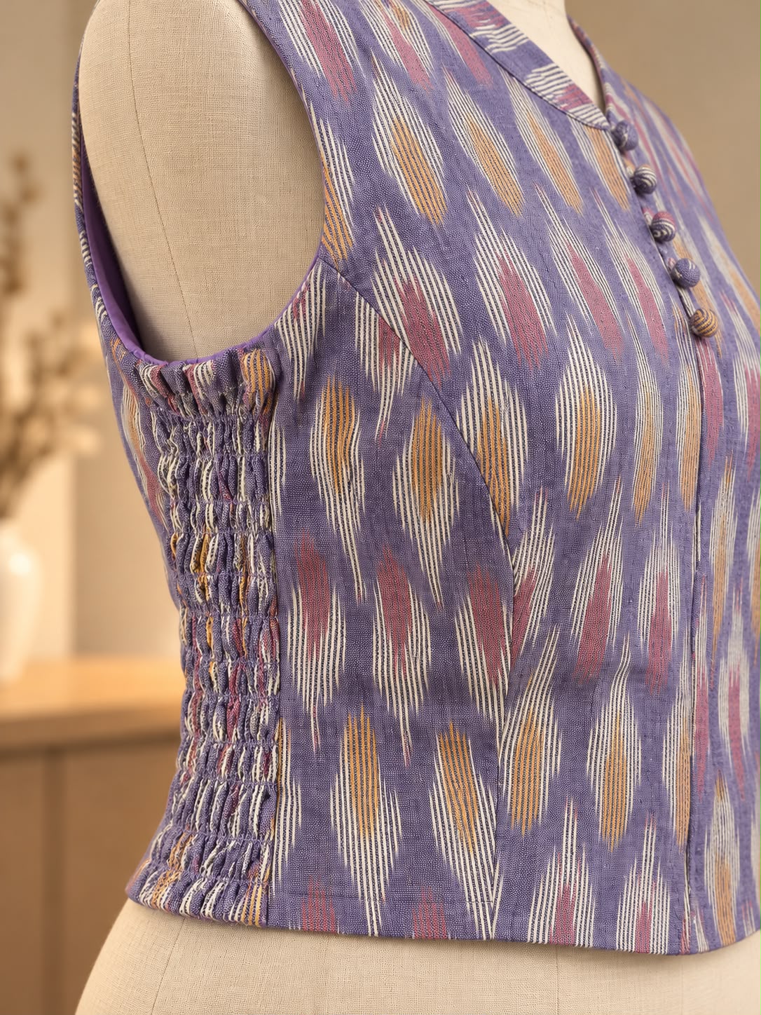 Ikat Cotton Flexi Fit Crop Top & Blouse