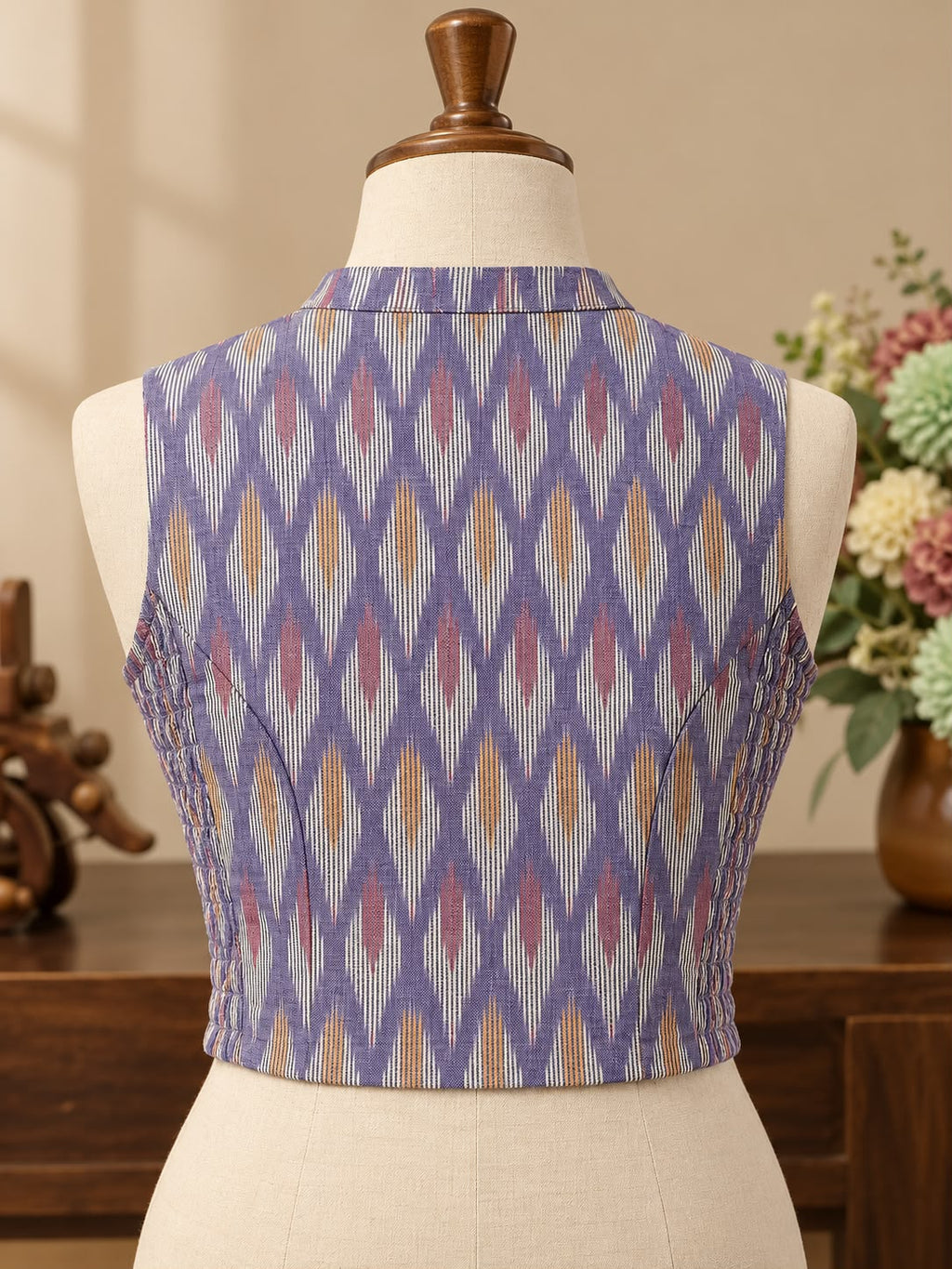 Ikat Cotton Flexi Fit Crop Top & Blouse