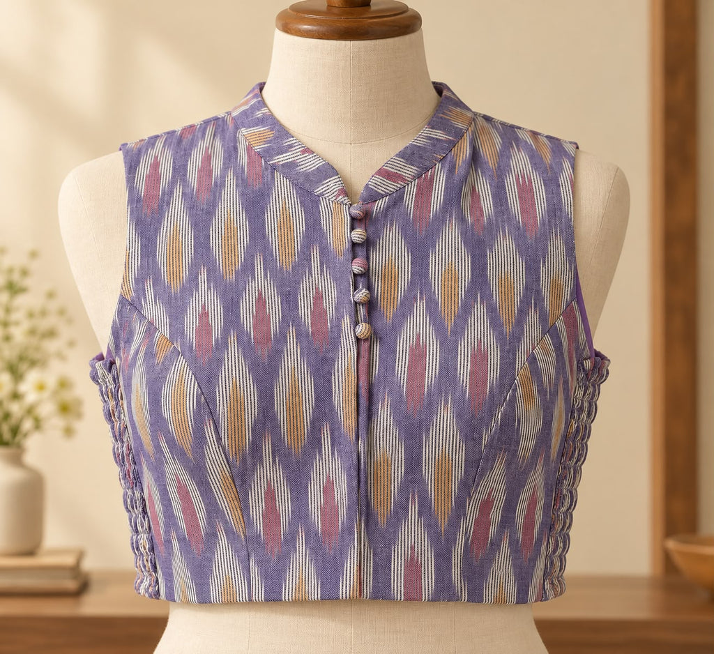 Ikat Cotton Flexi Fit Crop Top & Blouse