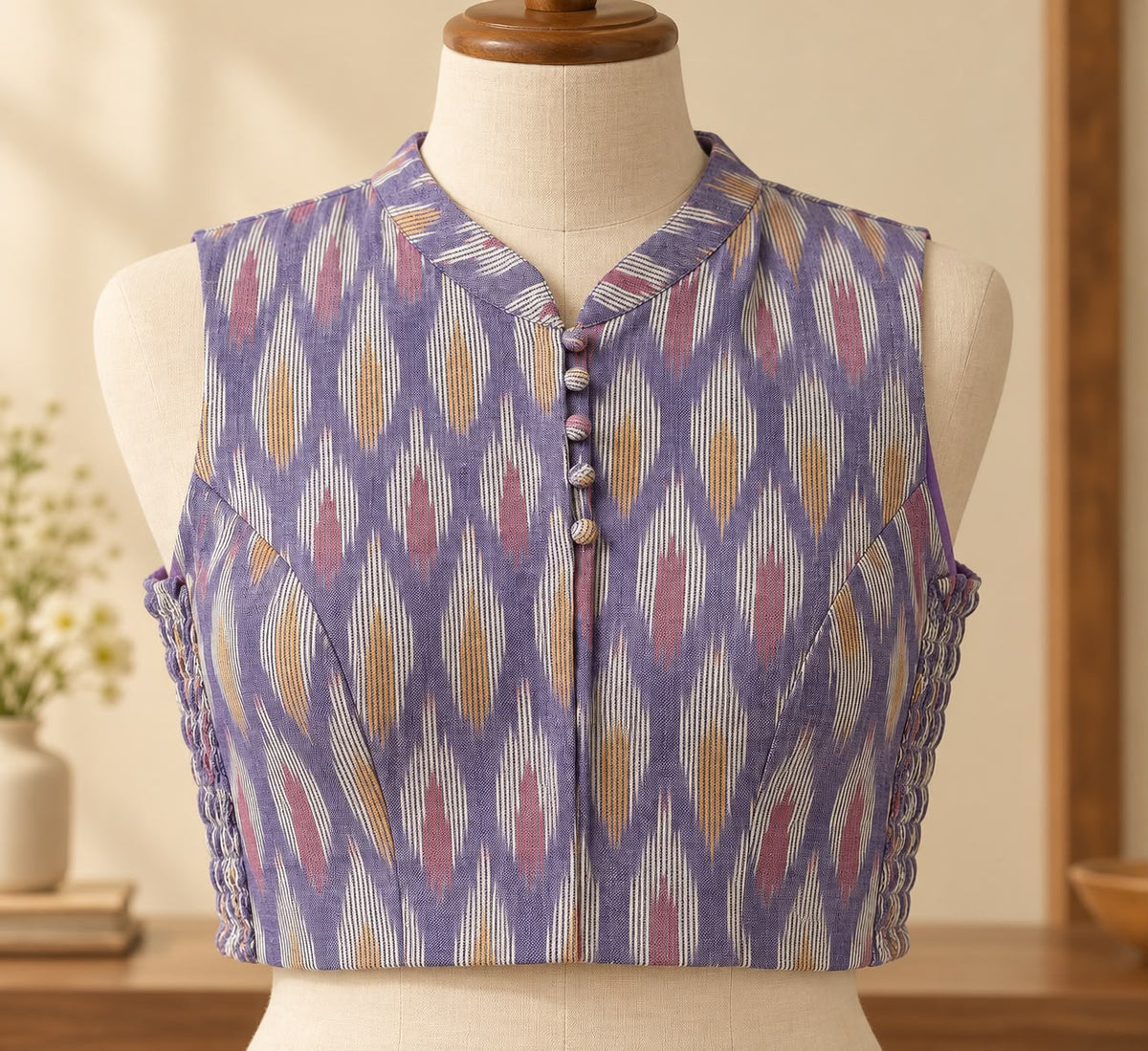 Ikat Cotton Flexi Fit Crop Top & Blouse